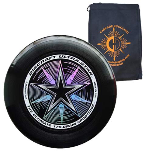 Discraft Ultrastar 175 g Flying Disc – Ultimate Frisbee Competition Spec – inkl. Cascade Jongliertasche, Schwarz von Discraft and Cascade Juggling