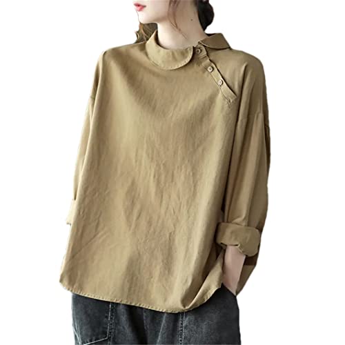 Disimlarl Damen Baumwolle Tops Harajuku Revers Langarm Shirt Damen Einfarbig Bluse Disimlarl Damen Baumwolle Tops Harajuku Revers Langarm Shirt Damen Einfarbig Bluse von Disimlarl