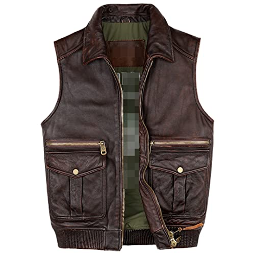 Disimlarl Motorrad Biker Lederweste Herren Rindsleder Ärmellose Jacken Reißverschluss Große Taschen Weste Disimlarl Motorrad Biker Lederweste Herren Rindsleder Ärmellose Jacken Reißverschluss Große Taschen Weste von Disimlarl