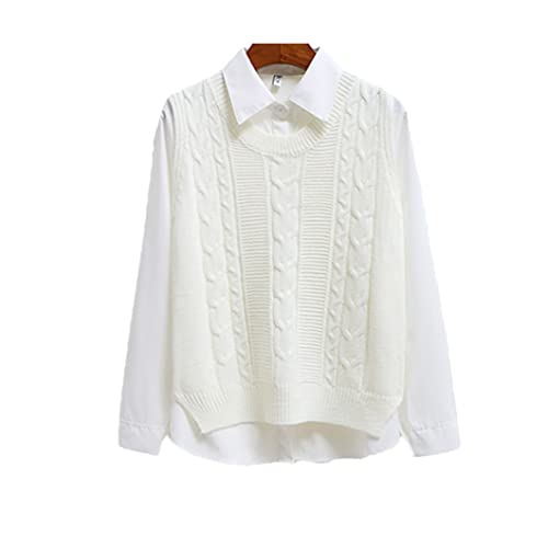 Westen Damen Schule Klassischer kurzer Stil Pullover koreanischer Stil O-Ausschnitt solide lässige Weste weiß XL Westen Damen Schule Klassischer kurzer Stil Pullover koreanischer Stil O-Ausschnitt solide lässige Weste weiß XL von Disimlarl