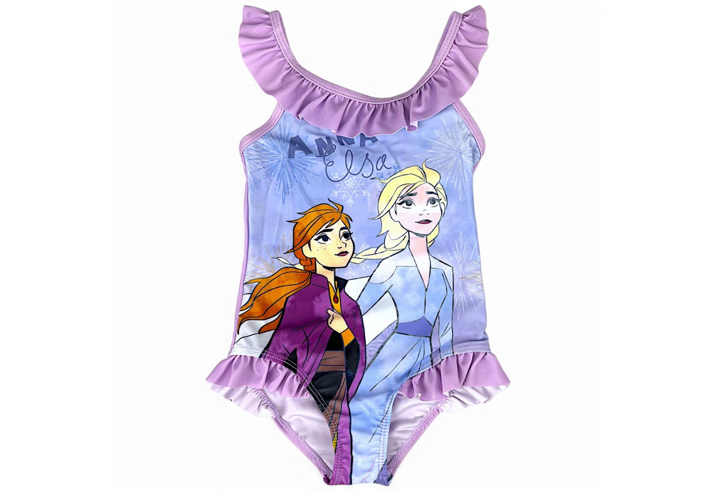 Disney Frozen Badeanzug Elsa & Anna Mädchen Schwimmanzug mit Rüschen Gr. 98 - 128 cm von Disney Frozen