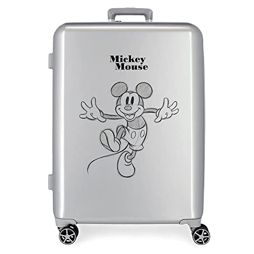 Disney 100 Mickey Joyful Happy Mittelgroßer Koffer, Grau, 48 x 70 x 26 cm, starres ABS, integrierter TSA-Verschluss, 81 l, 4 kg, 4 Doppelräder von Disney