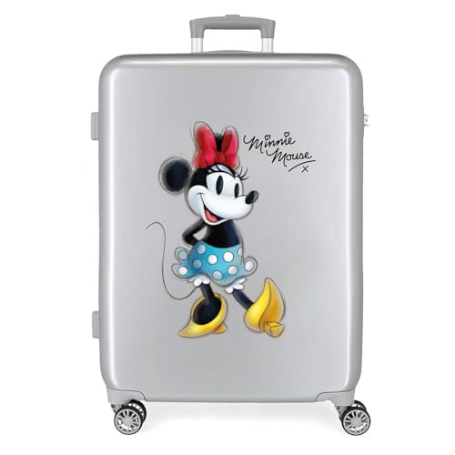 Disney 100 Minnie Joyful Mittelgroßer Koffer, Grau, 48 x 70 x 26 cm, starres ABS, integrierter TSA-Verschluss, 81 l, 2 kg, 4 Doppelräder Disney 100 Minnie Joyful Mittelgroßer Koffer, Grau, 48 x 70 x 26 cm, starres ABS, integrierter TSA-Verschluss, 81 l, 2 kg, 4 Doppelräder von Disney