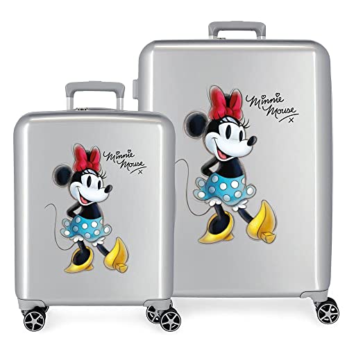 Disney 100 Minnie Joyful Kofferset Grau 55/70 cm Starres ABS Integriertes TSA-Schloss 119L 6 kg 4 Doppelrollen Handgepäck von Disney