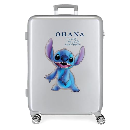 Disney 100 Stitch Mittelgroßer Koffer, Grau, 48 x 70 x 26 cm, starres ABS, integrierter TSA-Verschluss, 81 l, 2 kg, 4 Doppelräder Disney 100 Stitch Mittelgroßer Koffer, Grau, 48 x 70 x 26 cm, starres ABS, integrierter TSA-Verschluss, 81 l, 2 kg, 4 Doppelräder von Disney