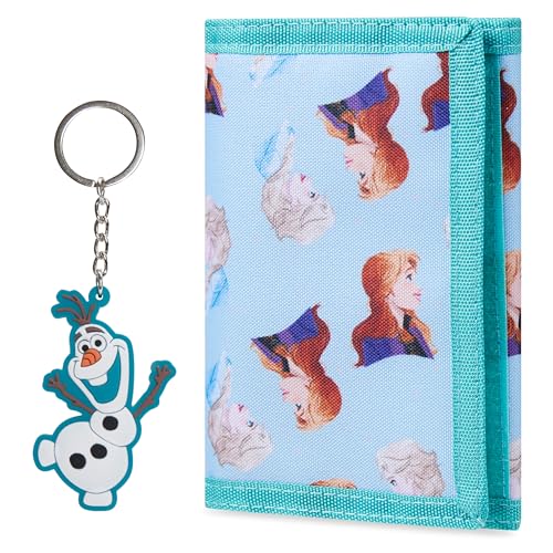 Disney Geldbörse Mädchen mit Schlüsselanhänger Kinder, Stitch & Frozen Geldbeutel Kinder Set - Mädchen Geschenke (Blau Eiskönigin) von Disney