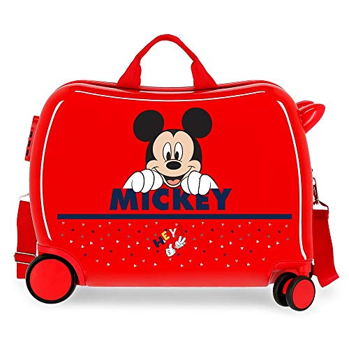 Disney Happy Mickey Kinder-Koffer Rot 50x38x20 cms Hartschalen ABS Kombinationsschloss 3,1Kgs 4 Räder Handgepäck von Disney