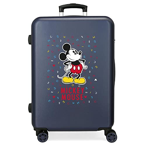 Disney Have a Good Day Mickey Mittlerer Koffer Blau 48x68x26 cms Hartschalen ABS Kombinationsschloss 70L 3,7Kgs 4 Doppelräder von Disney