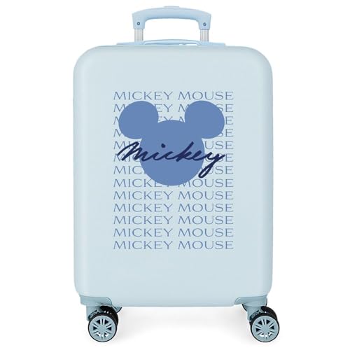 Disney Have a Good Time Mickey Signature Kabinenkoffer, Blau, 38 x 55 x 20 cm, starres ABS, seitlicher Kombinationsverschluss, 35 l, 2 kg, 4 Doppelrollen, Handgepäck von Disney