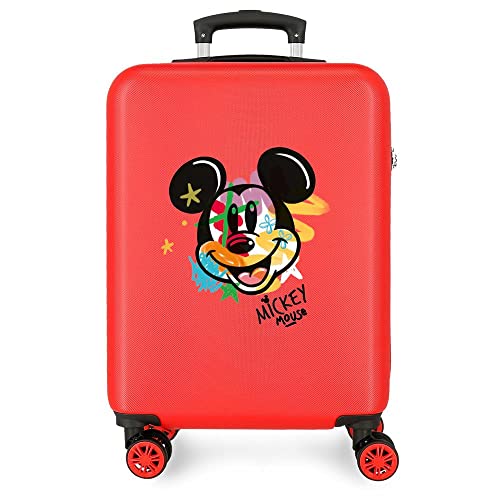 Disney Have a Good Time Mickey Street Spray Cabin-Koffer, Rot, 38 x 55 x 20 cm, starres ABS, seitliches Zahlenschloss, 35 l, 2 kg, 4 Doppelrollen, Handgepäck von Disney