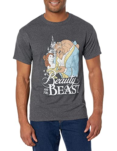 Disney Herren Beauty And The Beast Poster Logo Graphic T-shirt, Charcoal Heather, XL von Disney