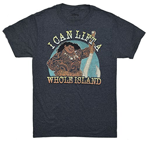 Disney Herren Moana Maui Whole Island Lift Graphic T-shirt, Heather Navy, XL von Disney