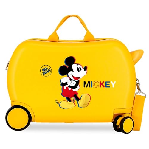 Disney Mickey All Smile Valise Kabine, Mehrfarbig, 38 x 55 x 20 cm, robuster ABS-Kunststoff, Fermeture mit Kombinationsleiste, 35 l, 2 kg, 4 doppelte rote Taschen, gelb, Talla única, Kinderkoffer Disney Mickey All Smile Valise Kabine, Mehrfarbig, 38 x 55 x 20 cm, robuster ABS-Kunststoff, Fermeture mit Kombinationsleiste, 35 l, 2 kg, 4 doppelte rote Taschen, gelb, Talla única, Kinderkoffer von Disney