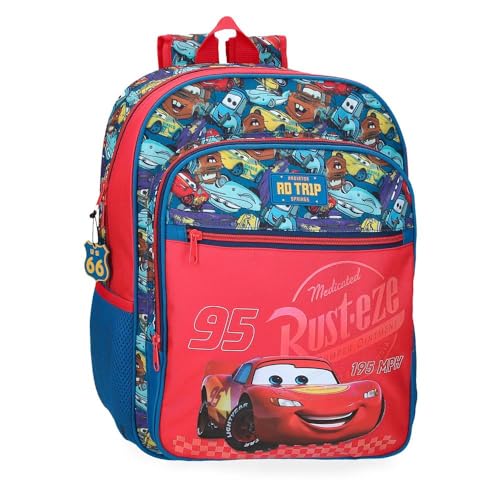 Disney Joumma Cars RD Trip Schulrucksack, anpassbar an Trolley, Rot, 30 x 38 x 12 cm, Polyester, 13,68 l, rot, Schulrucksack, anpassbar an Trolley von Disney