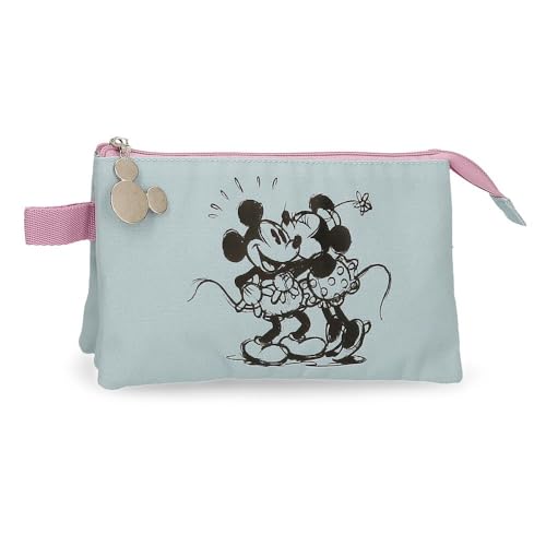 Joumma Disney Kisses M&M Dreifach-Federmäppchen, Blau, 22 x 12 x 5 cm, Polyester, blau, Dreifaches Federmäppchen von Disney