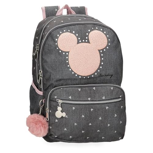 Joumma Disney Micky Studs Schulrucksack, anpassbar an Trolley, Schwarz, 32 x 44 x 17 cm, Polyester, 24,68 l, Schwarz, Schulrucksack, anpassbar an Trolley von Disney