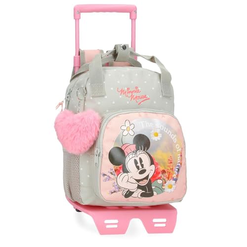 Joumma Disney Vorschulrucksack mit Minnie, wild Natur, mit Wagen in Grün, 23 x 28 x 10 cm, Polyester, 6,44 l, grün, Vorschule Rucksack mit Trolley von Disney