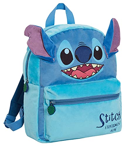 Disney Lilo and Stitch Plüsch-Kinderrucksack für Schule, 3D-Lunch-Büchertasche, Geschenk, blau, Einheitsgröße von Disney