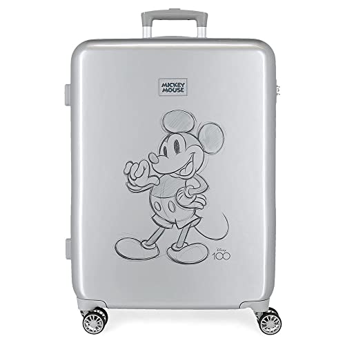 Disney Mickey 100 Mittelgroßer Koffer Grau 48 x 68 x 26 cm Starres ABS Seitenkombinationsschloss 70 l 3 kg 4 Doppelrollen von Disney