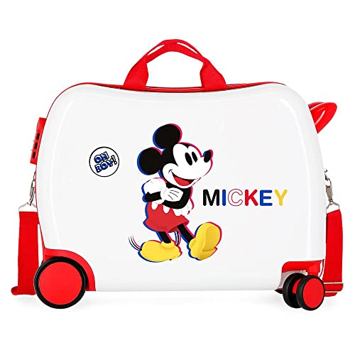 Disney Mickey 3D Kinderkoffer Weiß 50x38x20 cm Starres ABS Seitlicher Kombinationsverschluss 34L 1,8 kg 4 Rollen Handgepäck von Disney