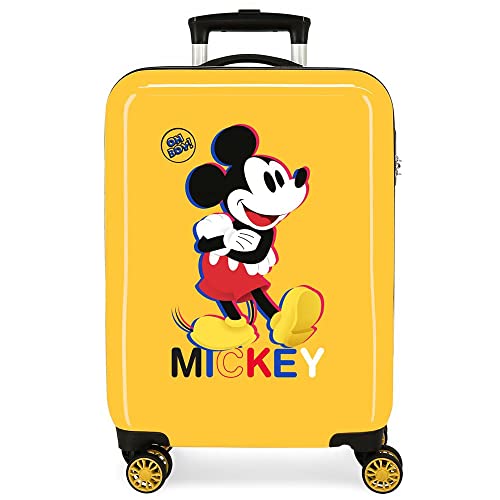 Disney Mickey 3D Ocker Kabinenkoffer 38x55x20 cm Starres ABS Seitliches Zahlenschloss 34L 2 kg 4 Doppelrollen Handgepäck von Disney