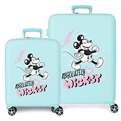 Disney Mickey Friendly Türkises Kofferset, 55/70 cm, starres ABS, integrierter TSA-Verschluss, 88 l, 6,8 kg, 4 Doppelrollen, Handgepäck Disney Mickey Friendly Türkises Kofferset, 55/70 cm, starres ABS, integrierter TSA-Verschluss, 88 l, 6,8 kg, 4 Doppelrollen, Handgepäck von Disney