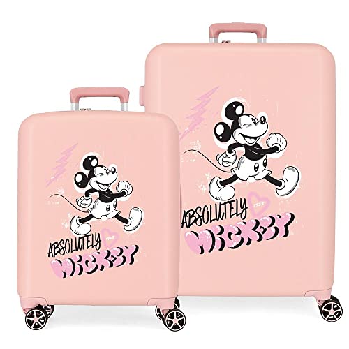 Disney Mickey Friendly Nude Kofferset, 55/70 cm, starres ABS, integrierter TSA-Verschluss, 88 l, 6,8 kg, 4 Doppelrollen, Handgepäck Disney Mickey Friendly Nude Kofferset, 55/70 cm, starres ABS, integrierter TSA-Verschluss, 88 l, 6,8 kg, 4 Doppelrollen, Handgepäck von Disney