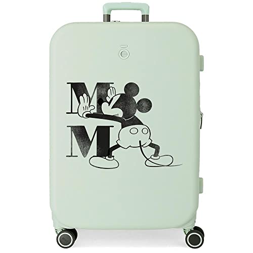 Disney Mickey Happiness Medium Koffer Grün 48x70x28 cm Starres ABS Integrierter TSA-Verschluss 79L 4,32 kg 4 Doppelrollen von Disney