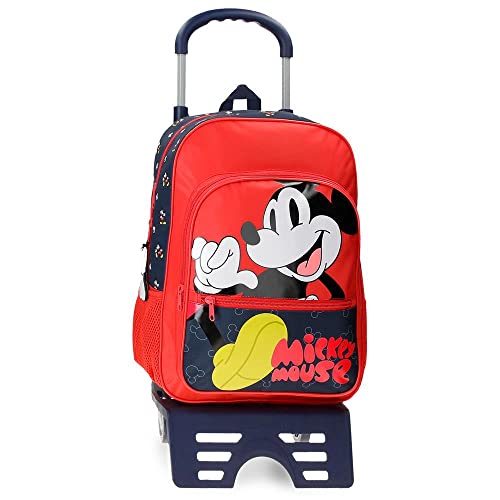 Disney Mickey Mouse Fashion Schulrucksack mit Wagen, mehrfarbig, 30 x 38 x 12 cm, Mikrofaser, 13,68 l, bunt, Schulrucksack mit Trolley von Disney