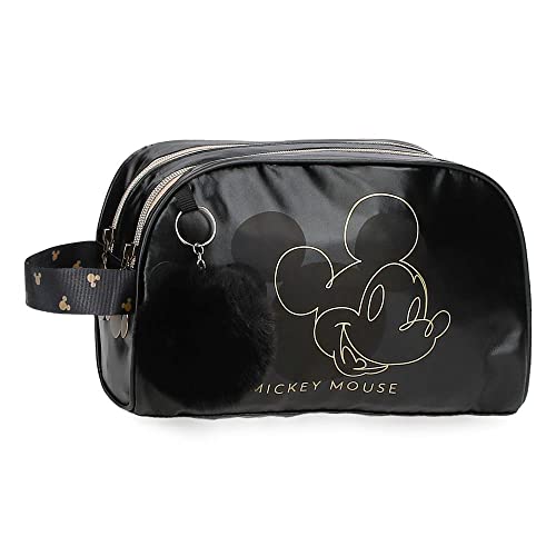 Disney Mickey Outline Kulturbeutel, 26 x 16 x 11 cm, Polyester, Schwarz, Kulturbeutel mit Zwei Fächern anpassbar von Disney