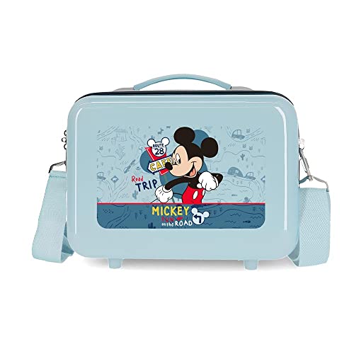 Disney Mickey Road Trip Anpassbarer Kulturbeutel mit blauem Schultergurt 29 x 21 x 15 cm, starres ABS, 9,14 l, 0,6 kg von Disney