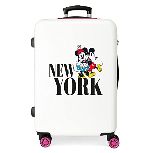 Disney Mickey & Minnie Reise nach New York mittelgroßer Koffer Weiß 46x65x23 cm Starres ABS Seitlicher Kombinationsverschluss 56L 3 kg 4 Doppelrollen von Disney