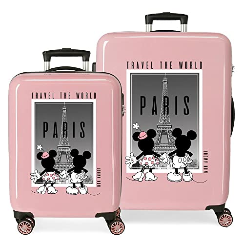 Disney Mickey und Minnie Travel the World Paris Nude Koffer-Set, 55/68 cm, starres ABS, seitliches Zahlenschloss, 104 l, 6 kg, 4 Doppelrollen, Handgepäck Disney Mickey und Minnie Travel the World Paris Nude Koffer-Set, 55/68 cm, starres ABS, seitliches Zahlenschloss, 104 l, 6 kg, 4 Doppelrollen, Handgepäck von Disney