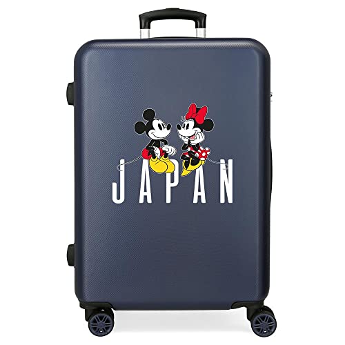 Disney Mickey & Minnie Reise nach Japan, mittlerer Koffer, Blau, 46 x 65 x 23 cm, starres ABS, seitlicher Kombinationsverschluss, 56 l, 3 kg, 4 Doppelräder von Disney