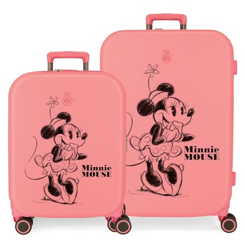 Disney Minnie Happiness Pink Kofferset 55/70 cm Starres ABS Integrierter TSA-Verschluss 116L 7,54 kg 4 Doppelrollen Handgepäck von Disney