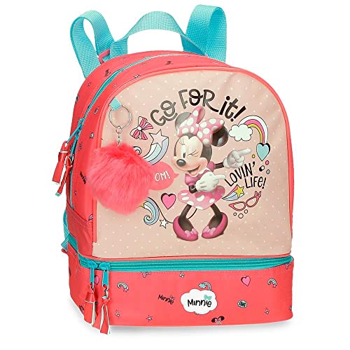 Disney Minnie Lovin Life Rucksack mit Snackträger, Mehrfarbig, 23 x 28 x 13 cm, Mikrofaser, 8,37 l, bunt, Rucksack mit Snackhalter von Disney