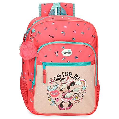 Disney Minnie Lovin Life Schulrucksack, anpassbar, Mehrfarbig, 30 x 38 x 12 cm, Mikrofaser, 13,68 l, bunt, Schulrucksack, anpassbar an den Trolley von Disney