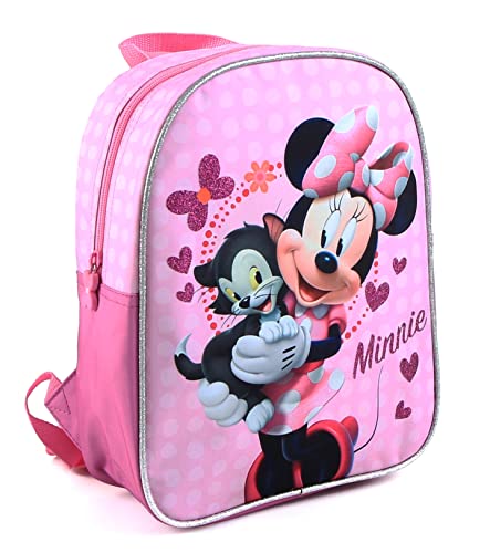 Disney Minnie Mouse Glitzer Rucksack mit Katzenmotiv Kindergarten und Freizeit Rosa Einheitsgröße Kindergepäck, Rosa, Taille unique, Kindergepäck von Disney