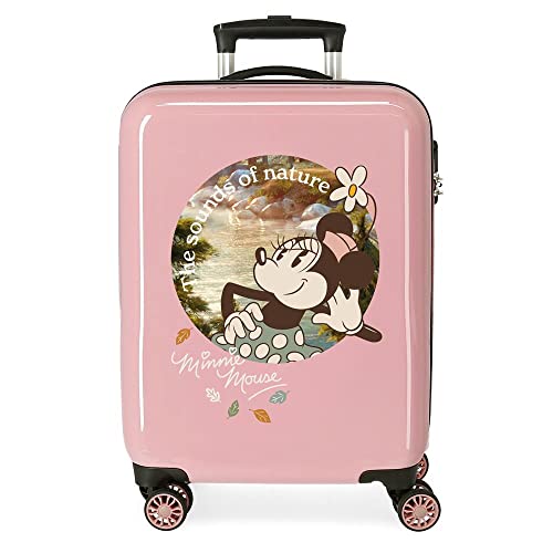 Disney Minnie the Sound of Nature Rosa Kabinenkoffer 38x55x20 cm Starres ABS Seitliches Zahlenschloss 34L 2 kg 4 Doppelrollen Handgepäck von Disney