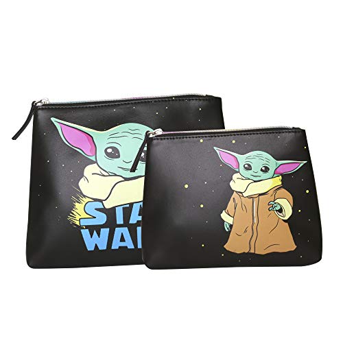 Disney Star Wars Mandalorian Grogu Kunstleder Make-up Kosmetiktasche Set, Schwarz , Einheitsgröße von Disney