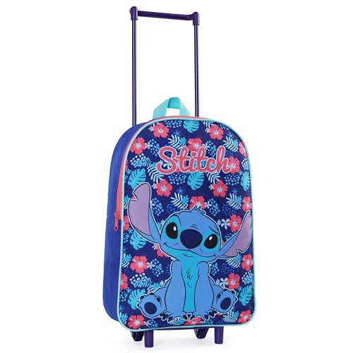 Disney Stitch Koffer Kinder, Faltbarer Trolley Handgepäck Leicht 39 x 27 cm 10.5 Liter, 2 Rollen & Ausziehbarem Griff von Disney