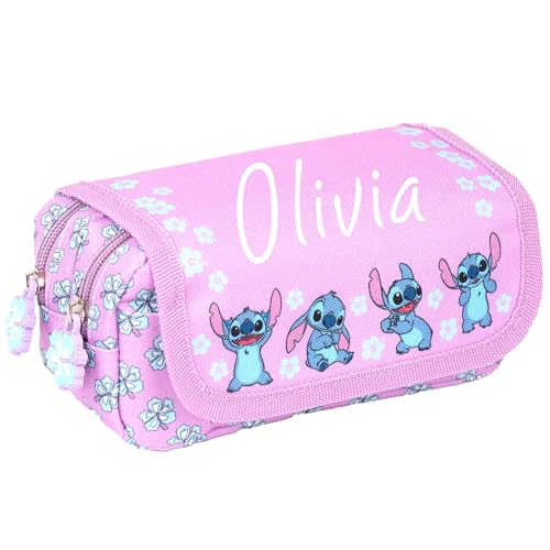 Disney Stitch Personalisiertes Federmäppchen, Lila, niedliches personalisiertes Schulmäppchen für Mädchen, 2 große Fächer, Schreibwarenbeutel, violett Disney Stitch Personalisiertes Federmäppchen, Lila, niedliches personalisiertes Schulmäppchen für Mädchen, 2 große Fächer, Schreibwarenbeutel, violett von Disney