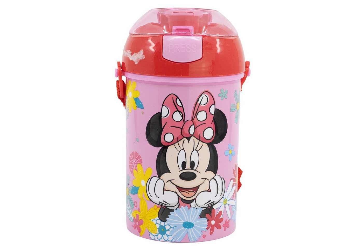 Disney Trinkflasche Disney Minnie Maus Wasserflasche, Flasche mit Trinkhalm Gurt 450 ml Disney Trinkflasche Disney Minnie Maus Wasserflasche, Flasche mit Trinkhalm Gurt 450 ml von Disney