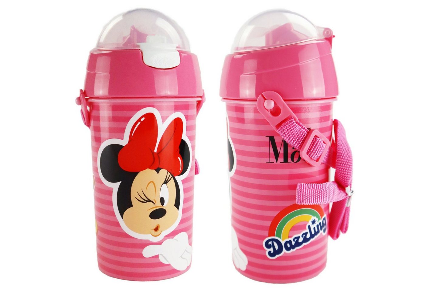 Disney Trinkflasche Disney Minnie Maus Wasserflasche, Flasche mit integriertem Trinkhalm Tragegurt 500 ml Disney Trinkflasche Disney Minnie Maus Wasserflasche, Flasche mit integriertem Trinkhalm Tragegurt 500 ml von Disney