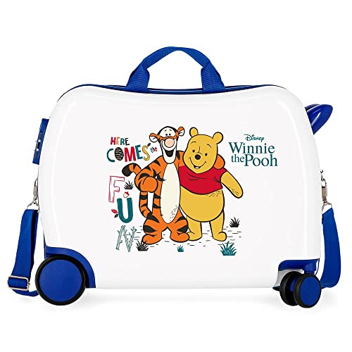 Disney Winnie The Pooh Kinderkoffer, weiß, 50 x 39 x 20 cm, Hartplastik, seitlicher Kombinationsverschluss, 34 l, 1,8 kg, 4 Räder von Disney