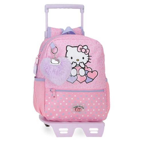 Hello Kitty Hearts & Dots, Schulrucksack, Kinderrucksack, rosa, aus Polyester, Hauptfach mit Innentasche, breite Schultergurte, ergonomisch und gepolstert, Rosa, Rucksack 28 + Trolley Hello Kitty Hearts & Dots, Schulrucksack, Kinderrucksack, rosa, aus Polyester, Hauptfach mit Innentasche, breite Schultergurte, ergonomisch und gepolstert, Rosa, Rucksack 28 + Trolley von Disney