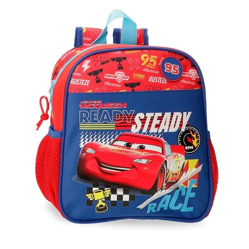 Joumma Disney Cars Lets Race Kindergartenrucksack, Rot, 21 x 25 x 10 cm, Polyester, 5,25 l, rot, Kindergarten-Rucksack von Disney