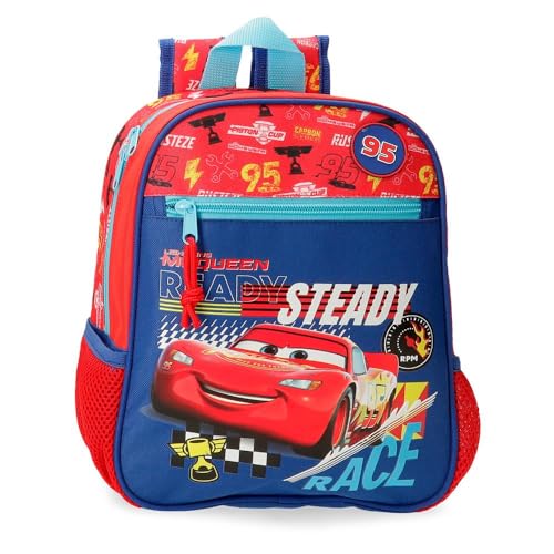 Joumma Disney Cars Lets Race Schulrucksack, aus Polyester, Taschen und Fächer, breite und verstellbare Träger., rot, Vorschulrucksack von Disney