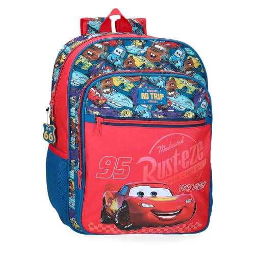 Disney Joumma Cars RD Trip Schulrucksack, Rot, 30 x 38 x 12 cm, Polyester, 13,68 l, rot, Schulrucksack von Disney