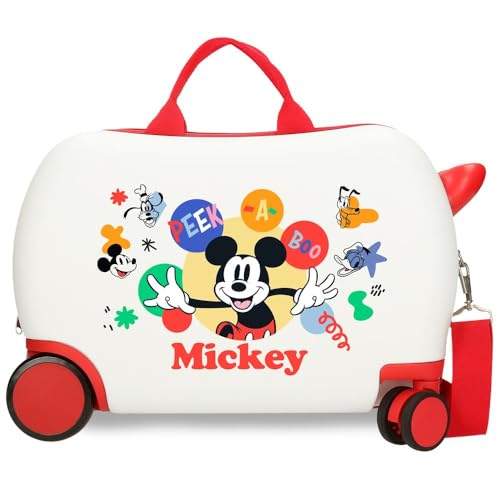 Disney Joumma Bags Mickey Peek a Boo, Koffer für Kinder, aus ABS, Vier doppelte, multidirektionale Räder, Zahlenschloss seitlich, innen mit Zwei Fächern., weiß, Kinderkoffer Disney Joumma Bags Mickey Peek a Boo, Koffer für Kinder, aus ABS, Vier doppelte, multidirektionale Räder, Zahlenschloss seitlich, innen mit Zwei Fächern., weiß, Kinderkoffer von Disney